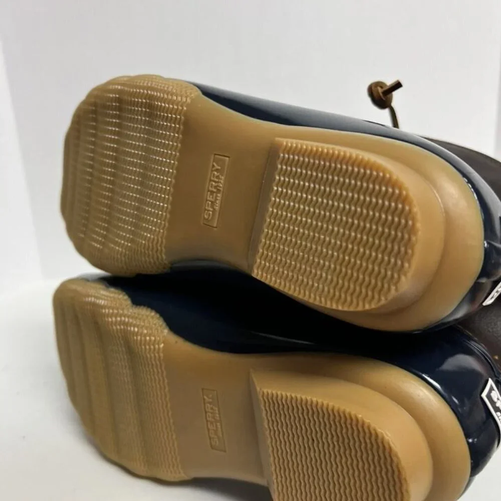Sperry Womens Saltwater Boot Tan/Navy Size 8 M